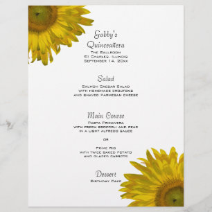 Yellow Sunflower Quinceanera Menu
