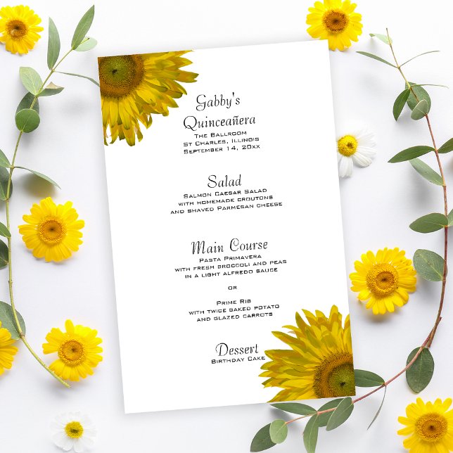 Yellow Sunflower Quinceanera Menu (Creator Uploaded)