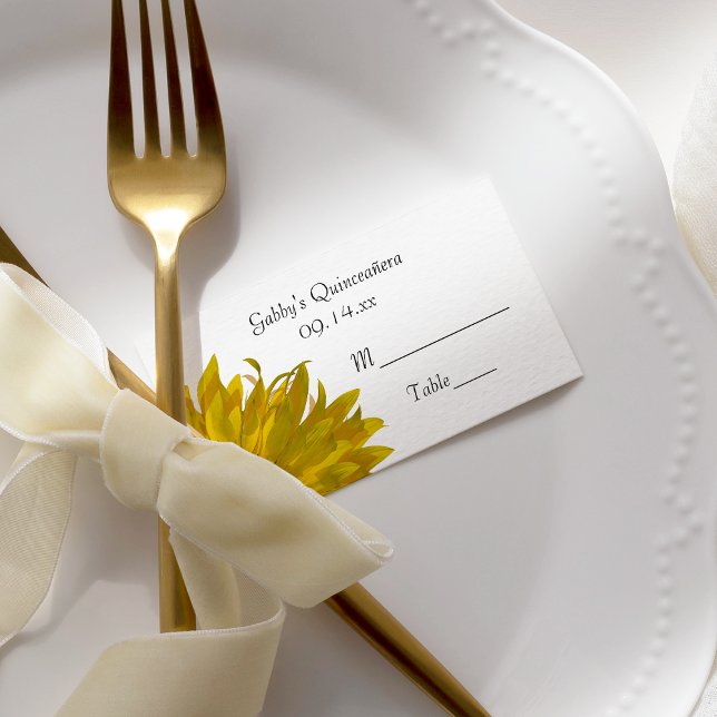 Yellow Sunflower Quinceanera Place Card (Creator Uploaded)