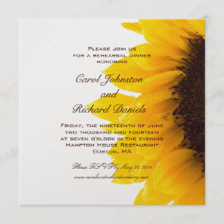 Yellow Sunflower Rehearsal Dinner Invitation