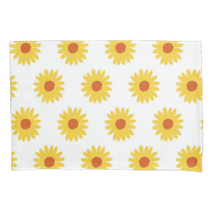 Yellow Sunflower Retro Y2K Bold Playful Floral Pillowcase