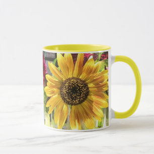 Yellow Sunflower Ringer Mug
