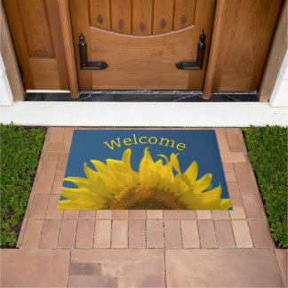 Yellow Sunflower Rising Welcome Doormat