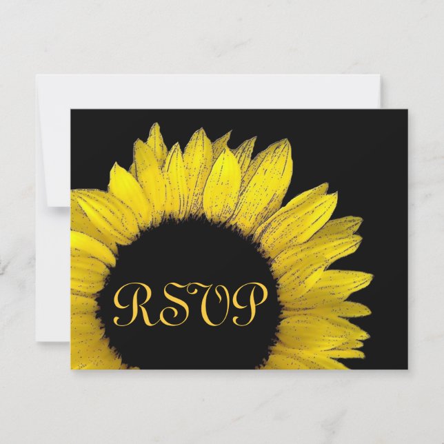 Yellow Sunflower RSVP Wedding Response Card (Front)