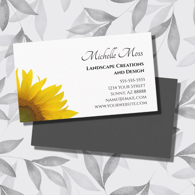 Yellow Sunflower Rustic Botanical  Business Card (Creator Uploaded)