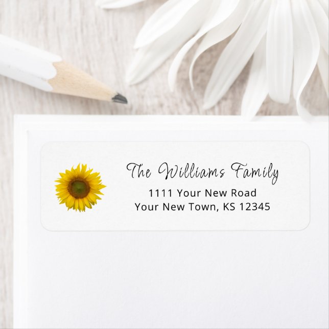 Yellow Sunflower Rustic Country Return Address (Insitu)