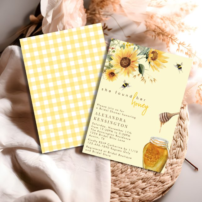 Yellow Sunflower She Found Her Honey Bridal Shower Invitation (Creator Uploaded)