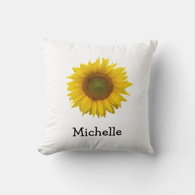 Yellow Sunflower Simple Personalised  Cushion (Front)