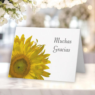 Yellow Sunflower Spanish Thank You Note Gracias