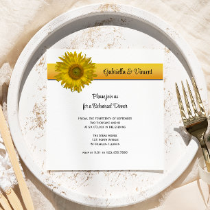 Yellow Sunflower Stripe Wedding Rehearsal Dinner Invitation