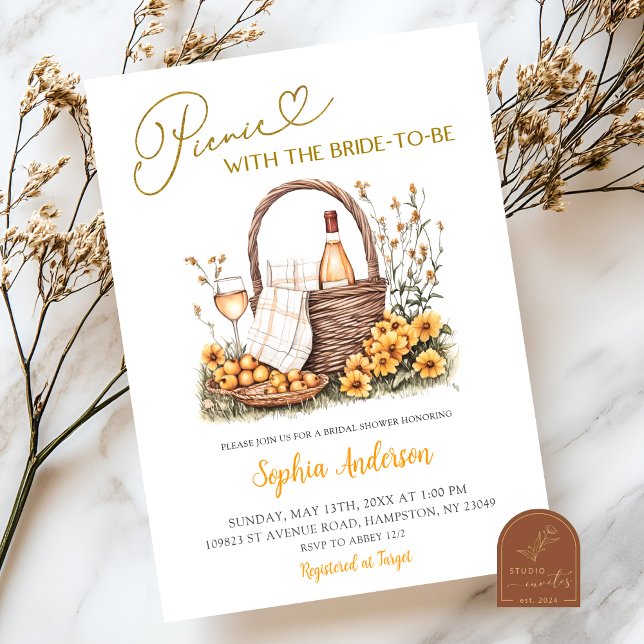 Yellow Sunflower Summer Picnic Bridal Shower Invitation (Creator Uploaded)