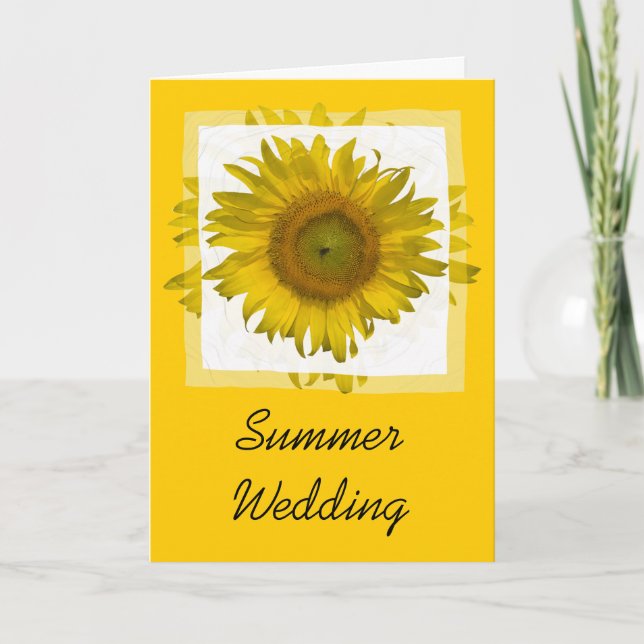 Yellow Sunflower Summer Wedding Announcement (Front)