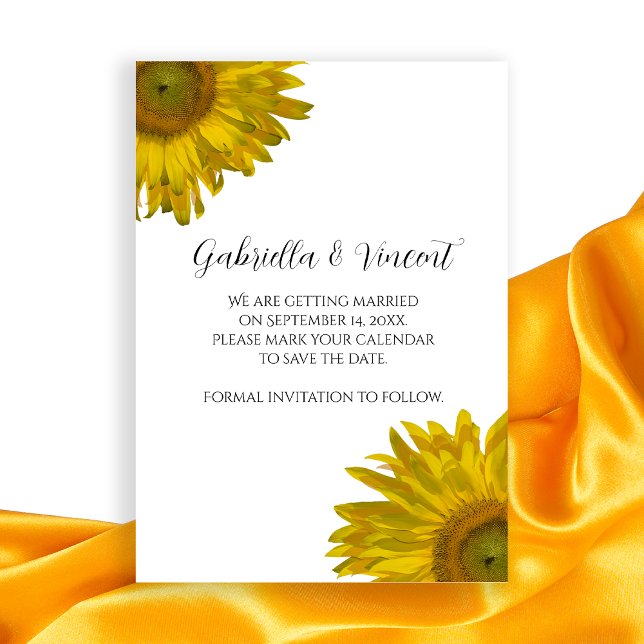 Yellow Sunflower Summer Wedding Save the Date (Creator Uploaded)