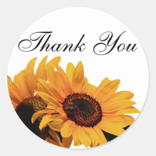 Yellow Sunflower Thank You Sticker Template