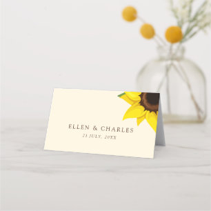 Yellow Sunflower Themed Guest Place Table Card