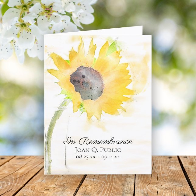 Yellow Sunflower Vase Watercolor Funeral Sympathy Thank You Card (Creator Uploaded)