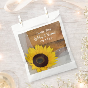 Yellow Sunflower Veil Country Wedding Thank You Favour Bags