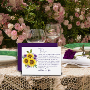 Yellow  sunflower watercolor bridal shower thank you card