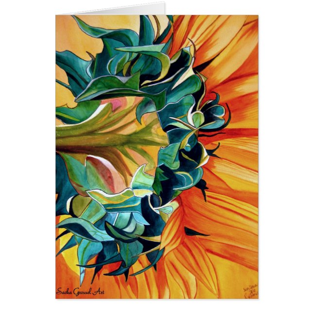 Yellow Sunflower watercolor original art painting (Front)