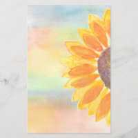 Yellow Sunflower Watercolor Paper Sheet