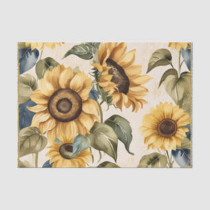 Yellow Sunflower Watercolor Pattern Tissue Paper