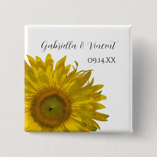 Yellow Sunflower Wedding 15 Cm Square Badge (Front)