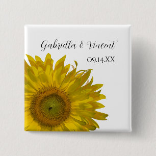 Yellow Sunflower Wedding 15 Cm Square Badge