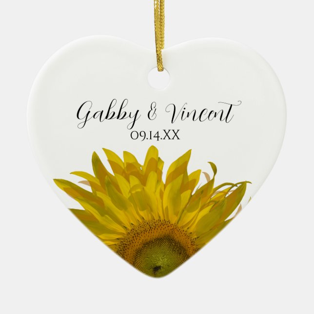 Yellow Sunflower Wedding Ceramic Tree Decoration (Front)