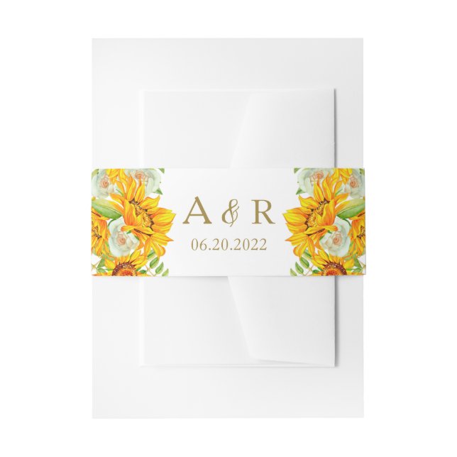 Yellow Sunflower Wedding  Invitation Belly Band (Front Example)