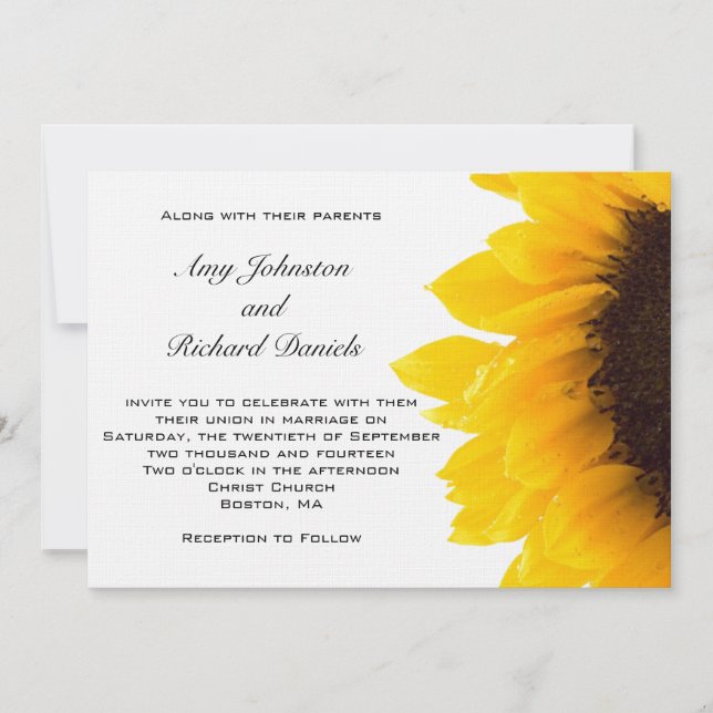Yellow Sunflower Wedding Invitation | Black Yellow (Front)