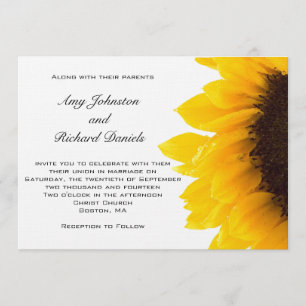 Yellow Sunflower Wedding Invitation Black Yellow