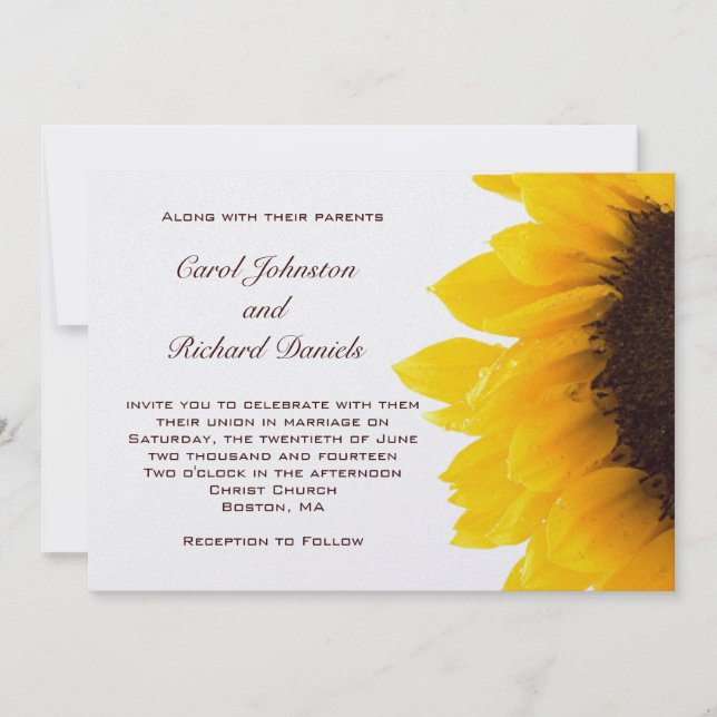 Yellow Sunflower Wedding Invitations (Front)