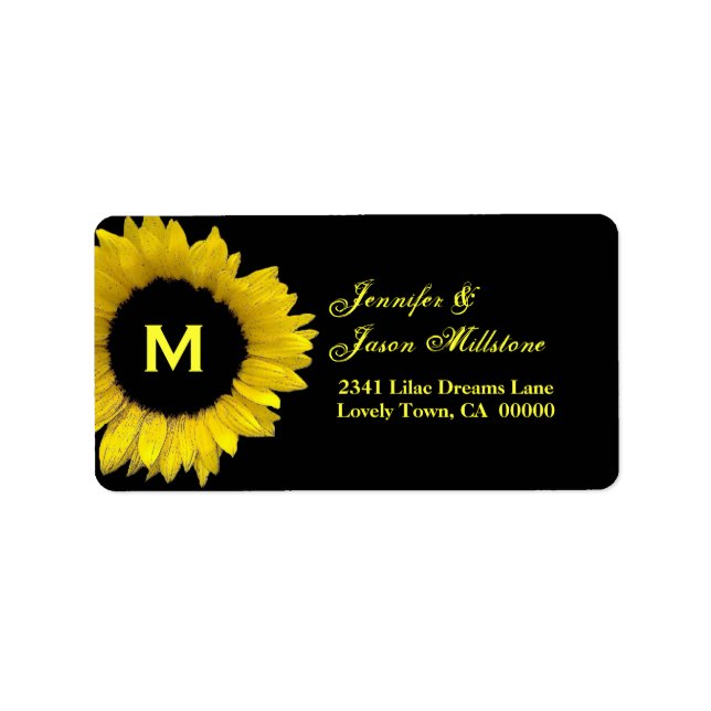 Yellow Sunflower Wedding Label (Front)