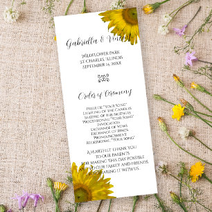 Yellow Sunflower Wedding Program Programme