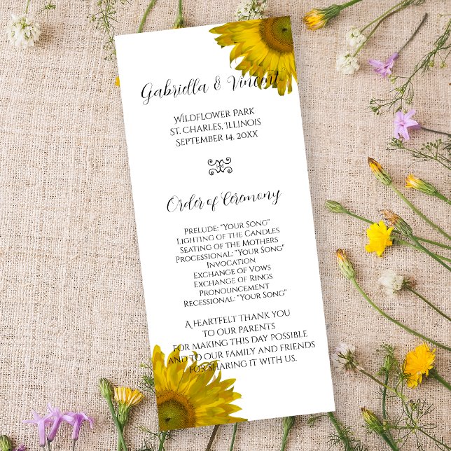 Yellow Sunflower Wedding Program Programme (Creator Uploaded)