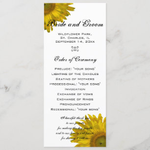 Yellow Sunflower Wedding Programme
