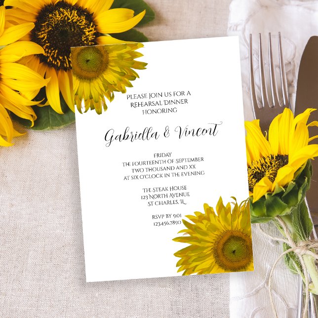 Yellow Sunflower Wedding Rehearsal Dinner Invitation (Creator Uploaded)