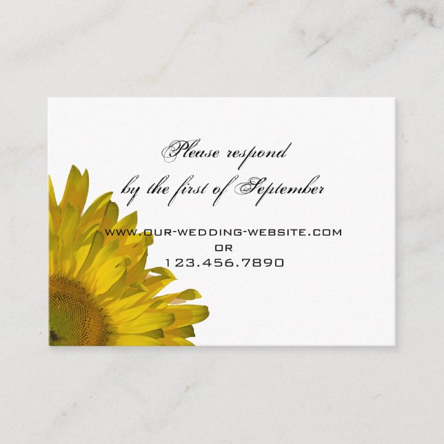 Yellow Sunflower Wedding RSVP Response Card (Front)