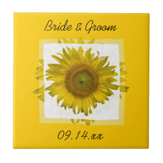 Yellow Sunflower Wedding Tile