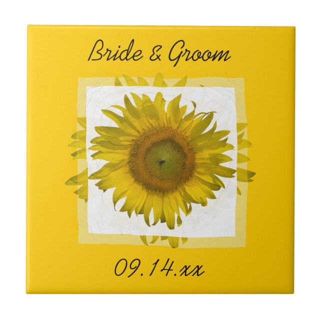 Yellow Sunflower Wedding Tile (Front)