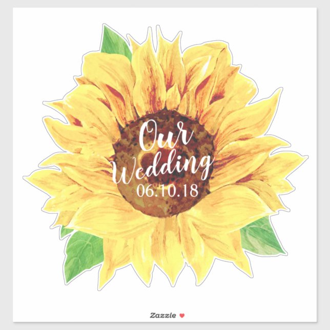 Yellow Sunflower Wedding Watercolor Kiss-Cut (Sheet)