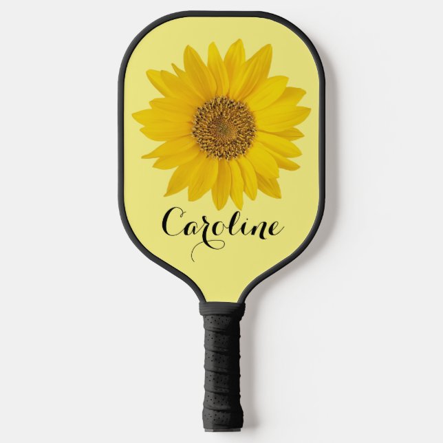 Yellow Sunflower with Custom Name Pickleball Paddle (Front)