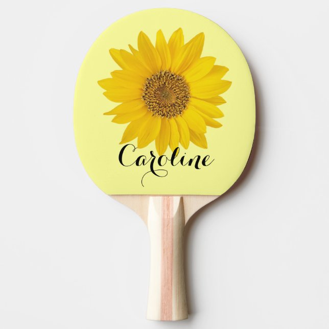 Yellow Sunflower with Custom Name Ping Pong Paddle (Front)