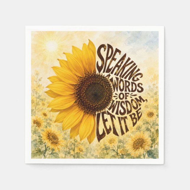 Yellow Sunflower with Uplifting Quote Napkin (Front)