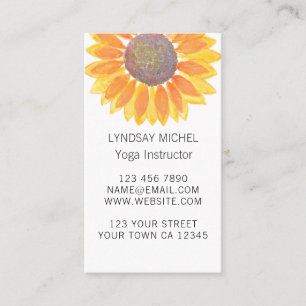 Yellow Sunflower Yoga Instructor Business Card