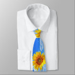 Yellow Sunflowers and Bees Summer Neck Tie<br><div class="desc">Ties with Yellow Sunflower and Bees on Blue Sky Summer Day Tie - Customizable - or Choose / Add Your Unique Text - Name / Image / more - Make Your Special Necktie Gifts Accessories - Resize and move or remove and add image / text with customization tool. Design by...</div>