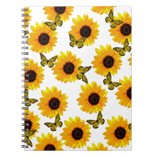Yellow Sunflowers And Butterflies, Notebook