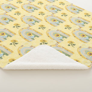 Yellow Sunflowers and Rainbows Baby  Sherpa Blanket