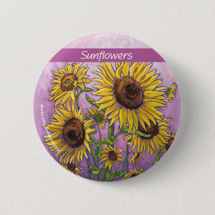 Yellow Sunflowers Art 6 Cm Round Badge