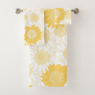 Yellow Sunflowers Bath Towel Set